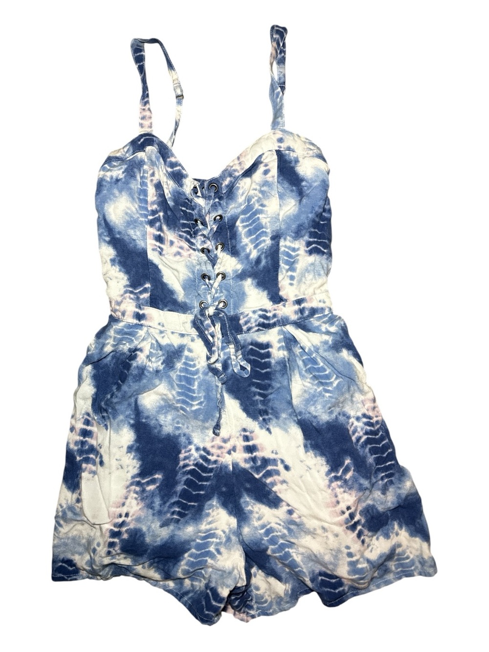 HOLLISTER Tie Dye Lace Up Spaghetti Strap Romper XS